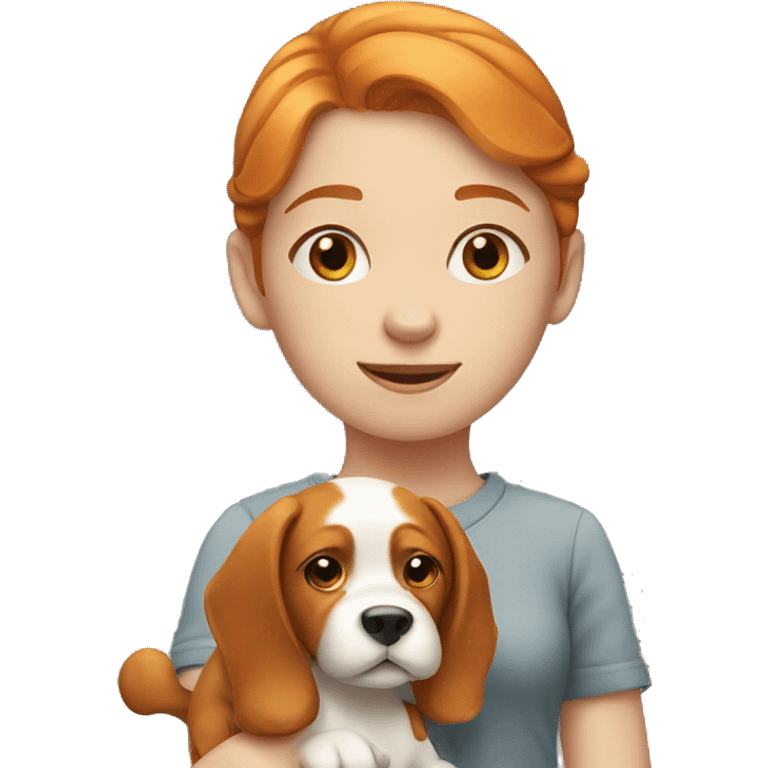 Ginger girl with a dog emoji