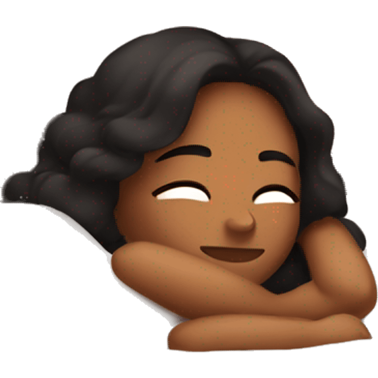 Tanned dark hair girl sleeping in bed  emoji