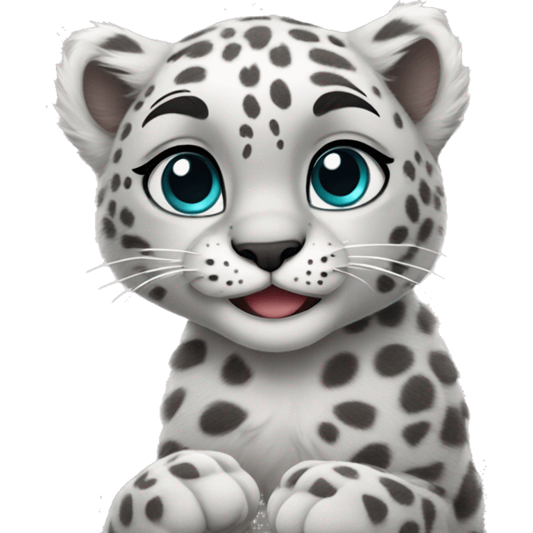 cute snow leopard shows a heart emoji