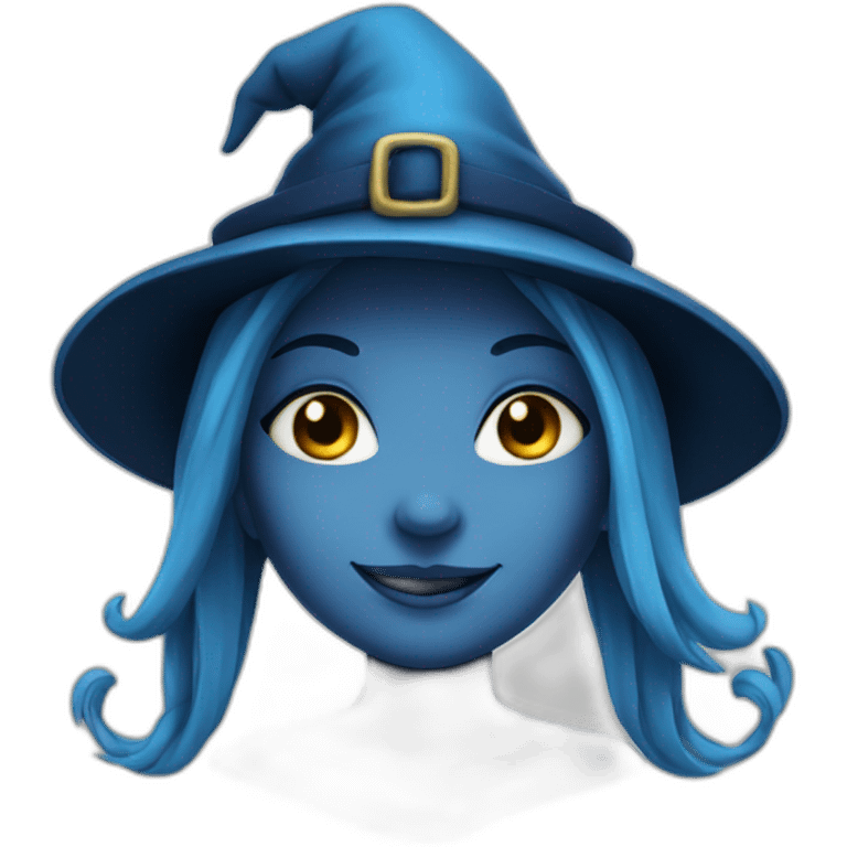 girl face witch smile, blue skin emoji