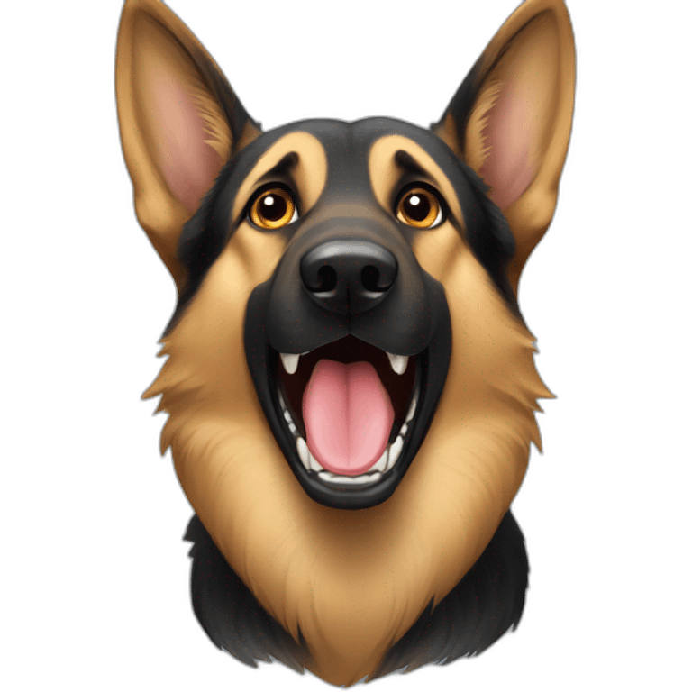 german shepard dog with large overbite and teeth that stick out of her mouth emoji