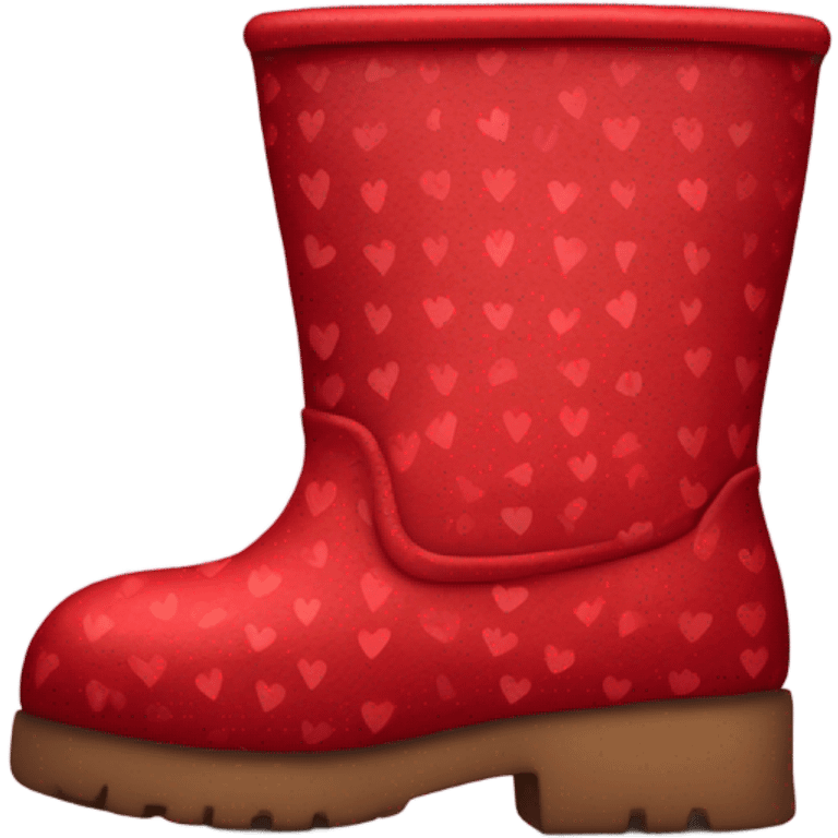 A red boot with hearts on the side emoji