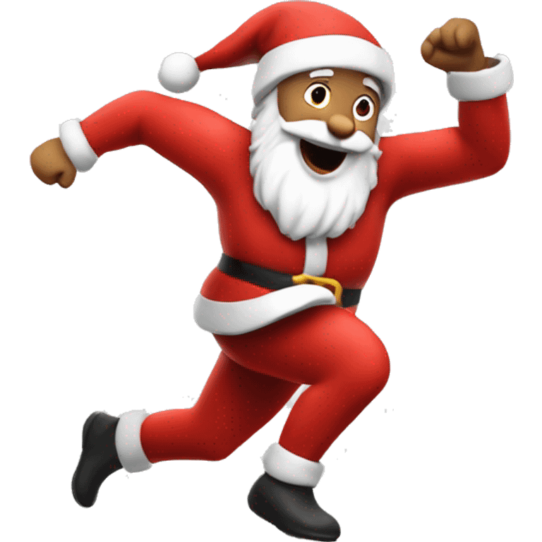 santa sprinting, with a large stride and arms outstretched emoji