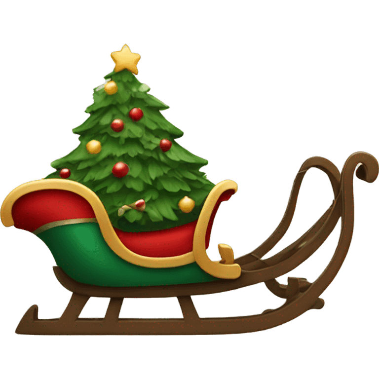 Sleigh with a Christmas tree satin bow emoji