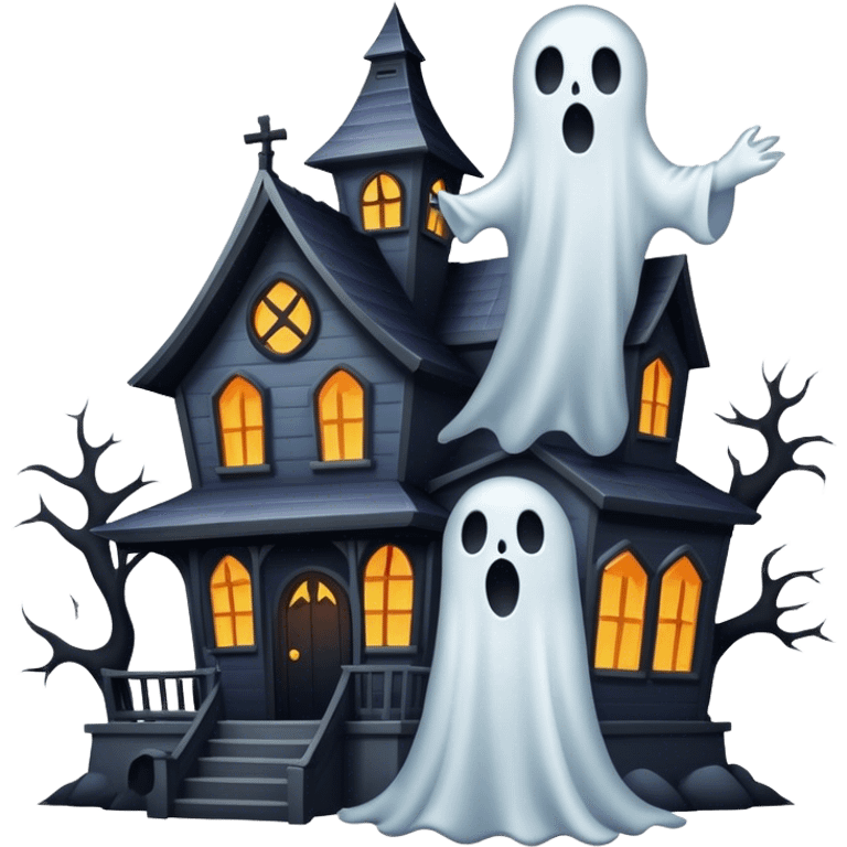 Haunted house with a ghoste emoji