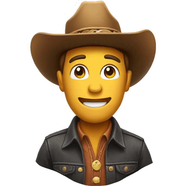 Emoji with cow boy hat waving emoji