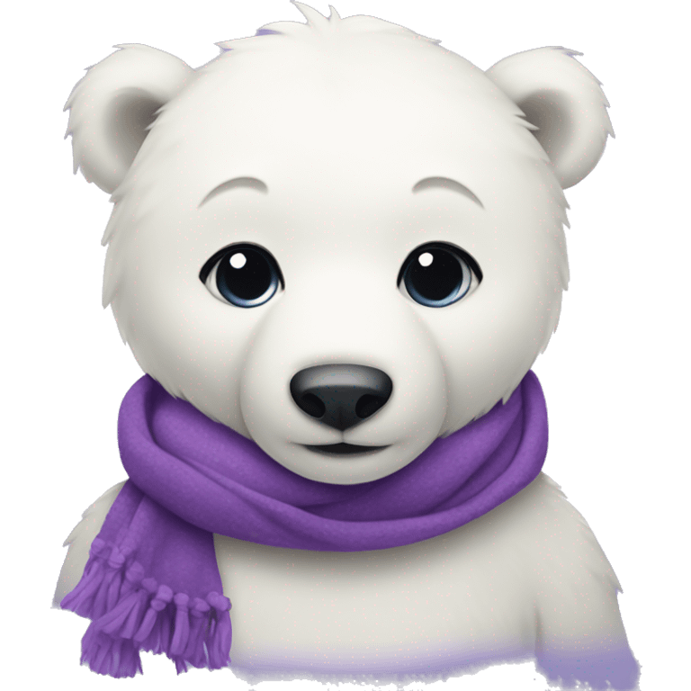 Cute polar bear with purple scarf  emoji