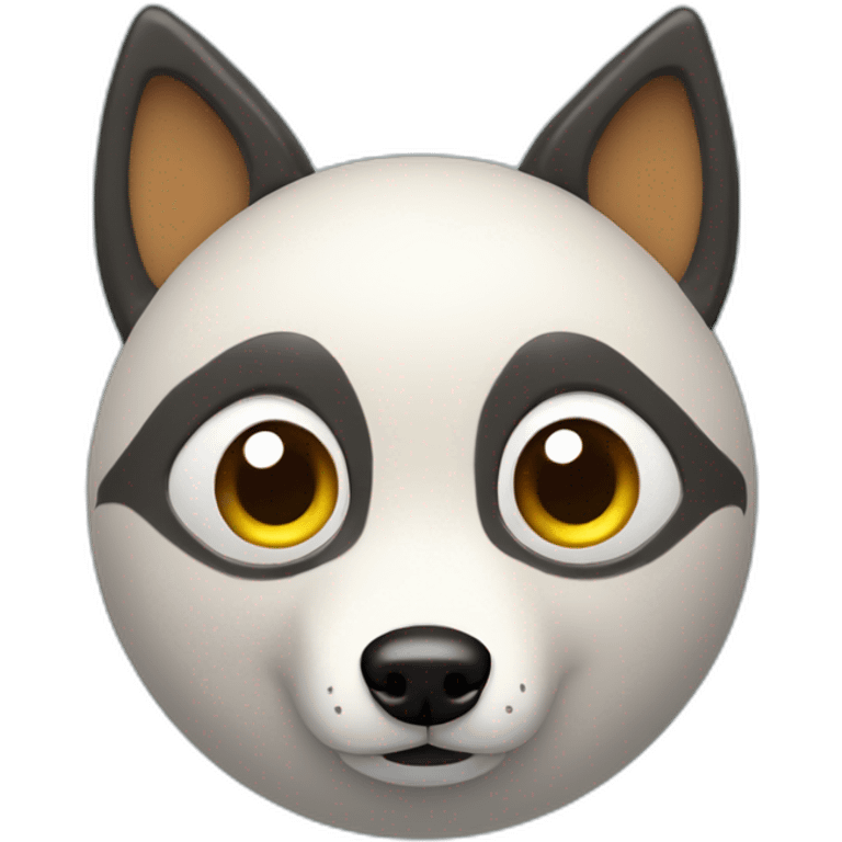 3d sphere with a cartoon Wolf skin texture with big feminine eyes emoji