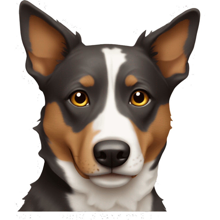 Dark brown tan and white cattle dog emoji