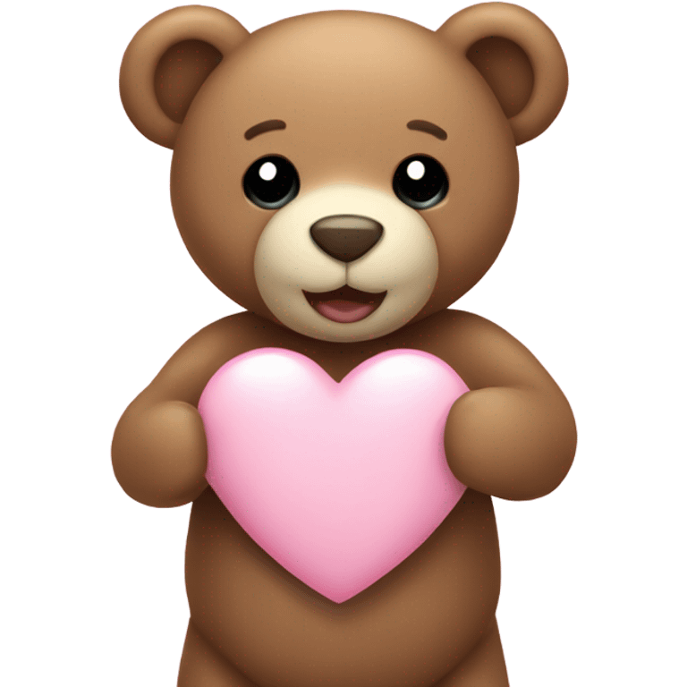 Teddy bear holding light pink heart emoji