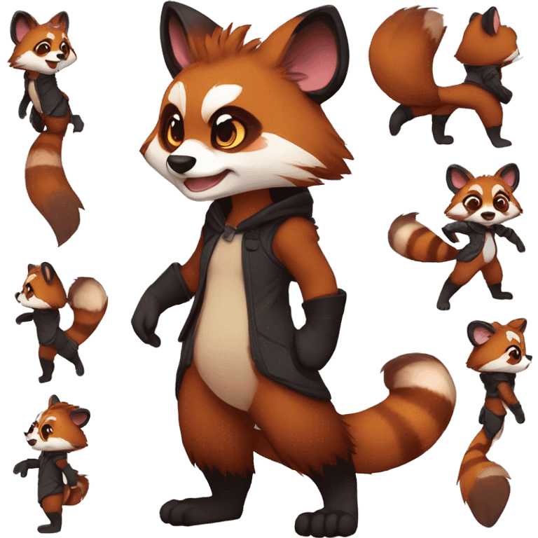 Anthro, Fur-Sona, Red Panda-Mouse-hybrid, Transformice-style, full body emoji