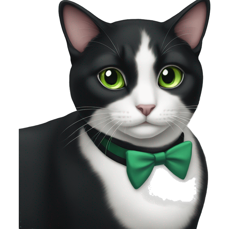 Black and white tuxedo cat with green eyes emoji