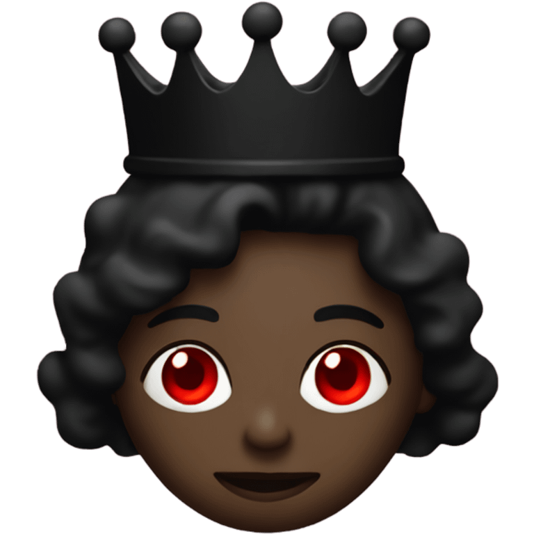 All black silhouette with black crown and red eyes emoji