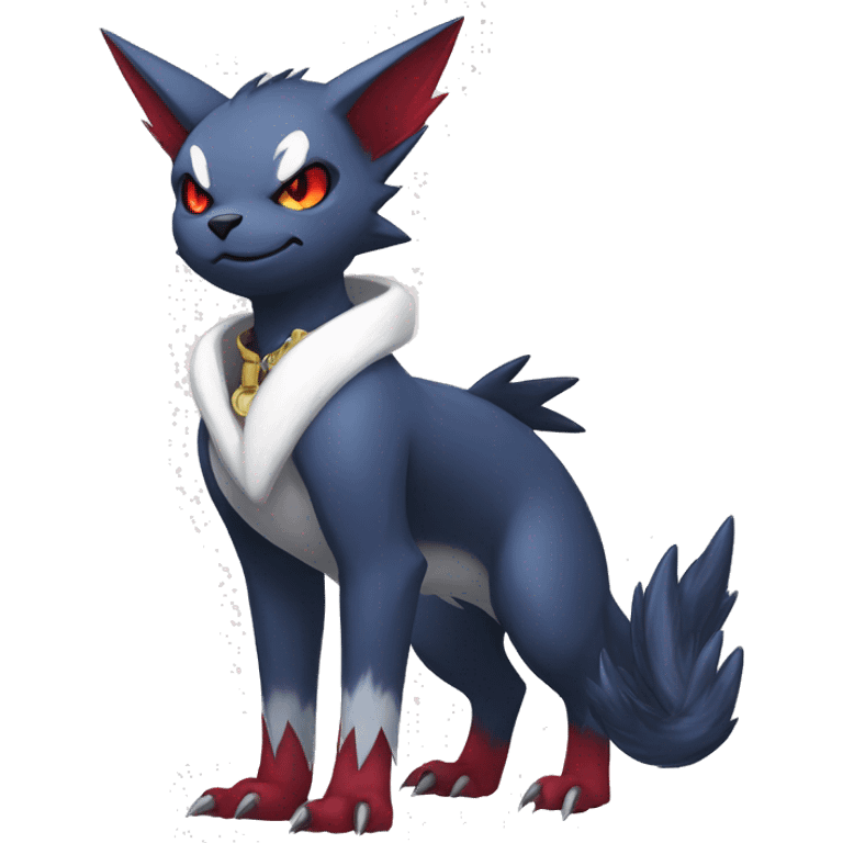 Cool Edgy Nargacuga-Absol-Zangoose-Sneasel-Quilava with a collar on, full body emoji