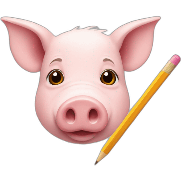 artist pig with pencil emoji