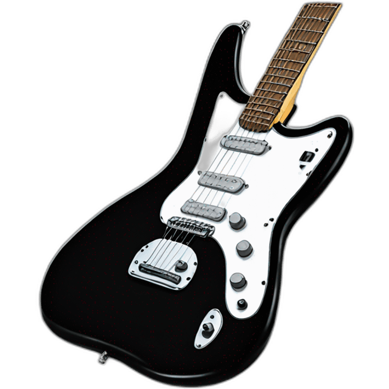 realistic all black fender jaguar guitar emoji