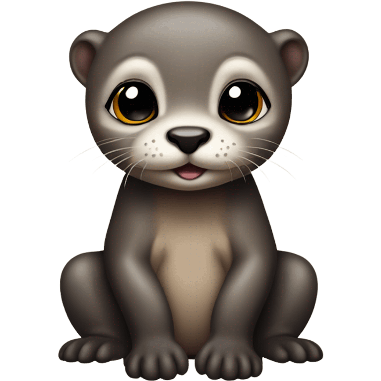 cute otter baby with nose piercing and black eyeshadow emoji