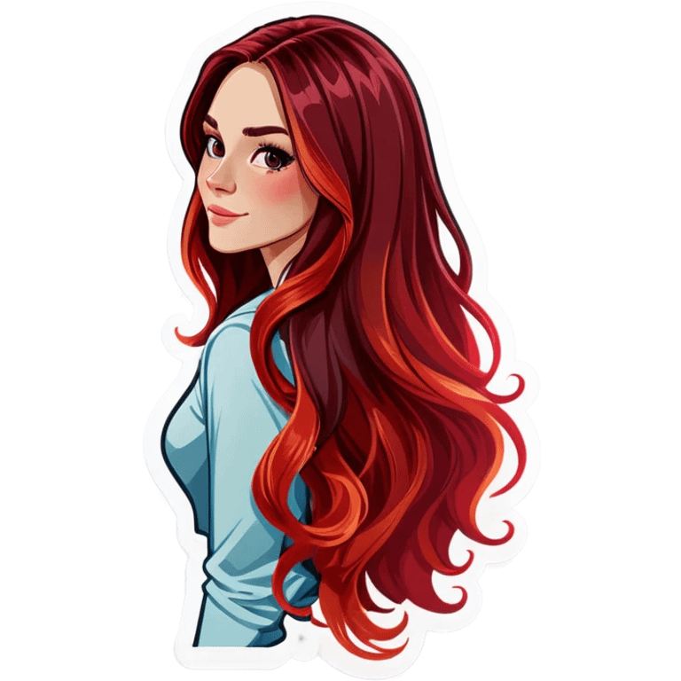 Realistic european woman with long red ombré  hair emoji