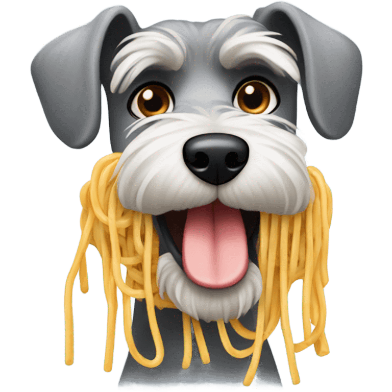 Schnauzer eating spaghetti  emoji