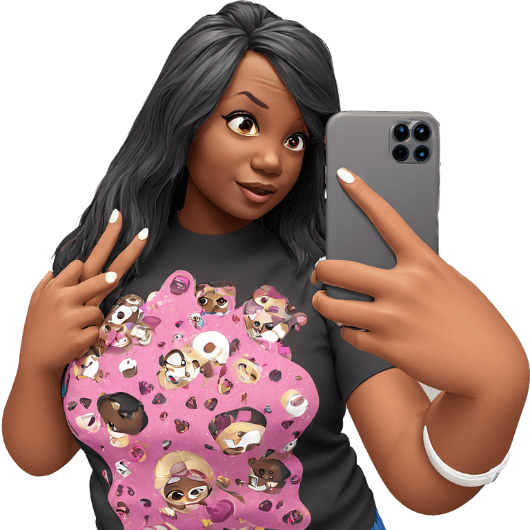 selfie of dark-skinned girl emoji