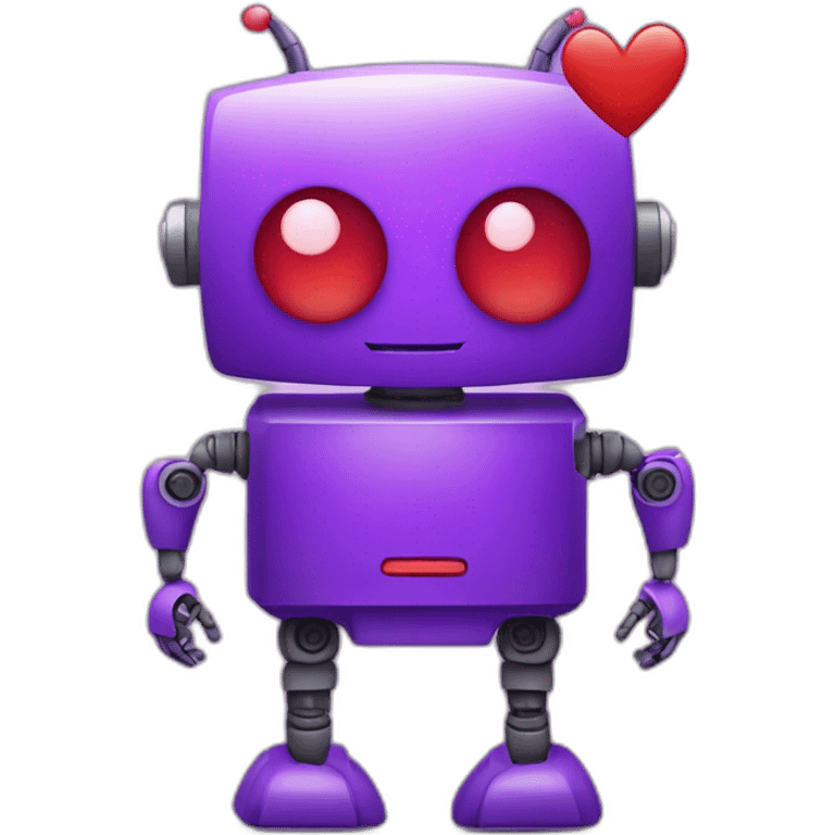 A purple robot with red hearts instead of eyes emoji