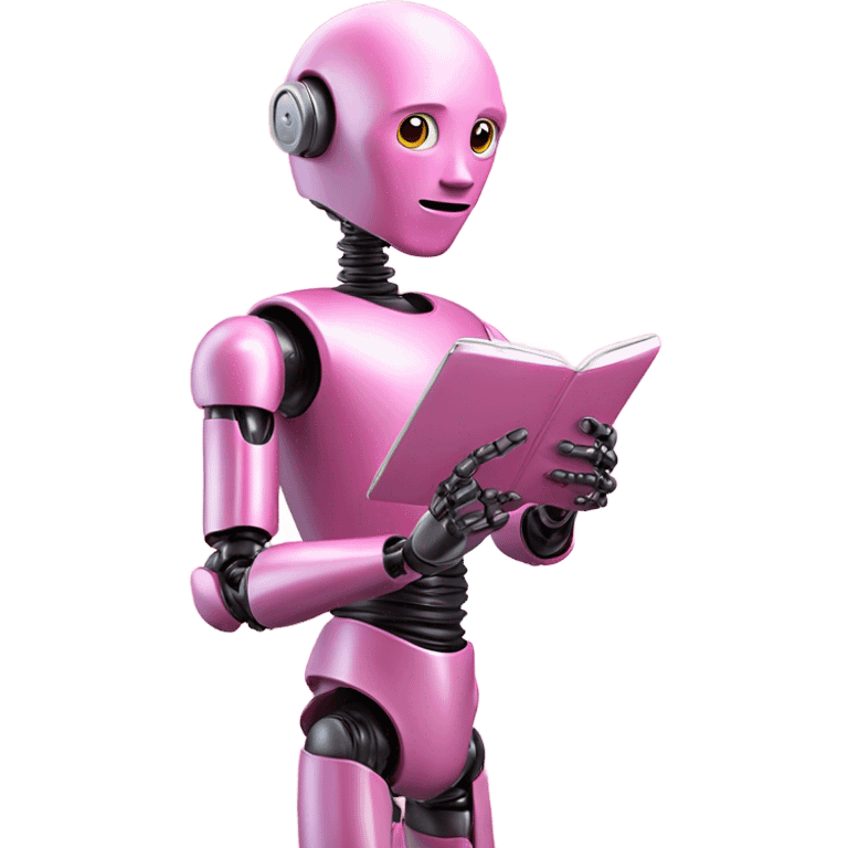 human-like pink robot carrying email icon in hands emoji