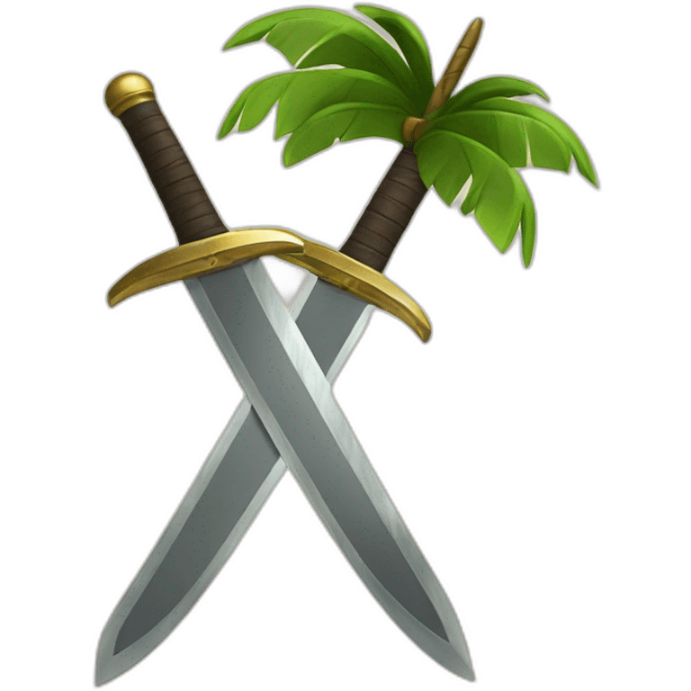 Two swords and a palm tree emoji