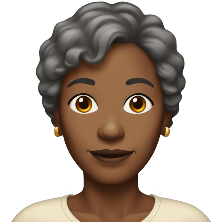 A 59 year Old black woman with thin brown hair and brown eyes emoji