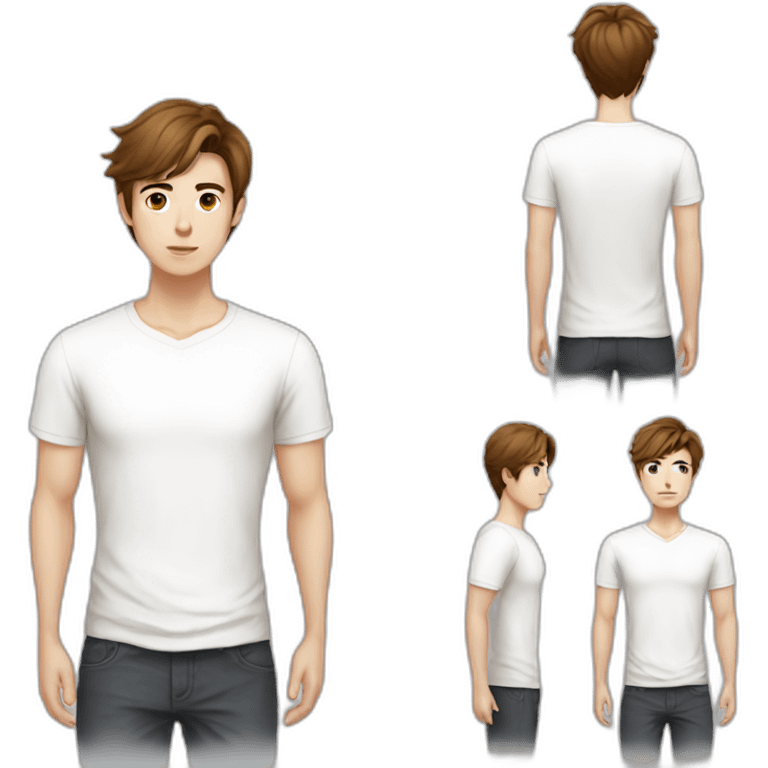 brown medium length hair-white shirts-little skinny-korean guy emoji