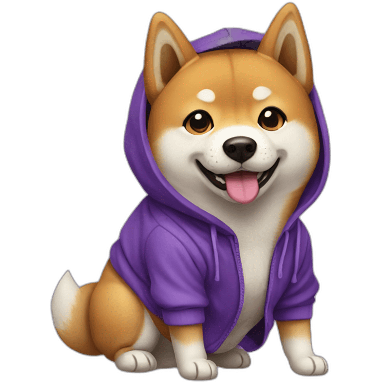 shiba inu with purple hoodie emoji