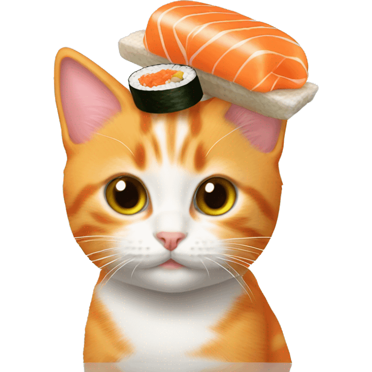 orange kitten with sushi on head  emoji