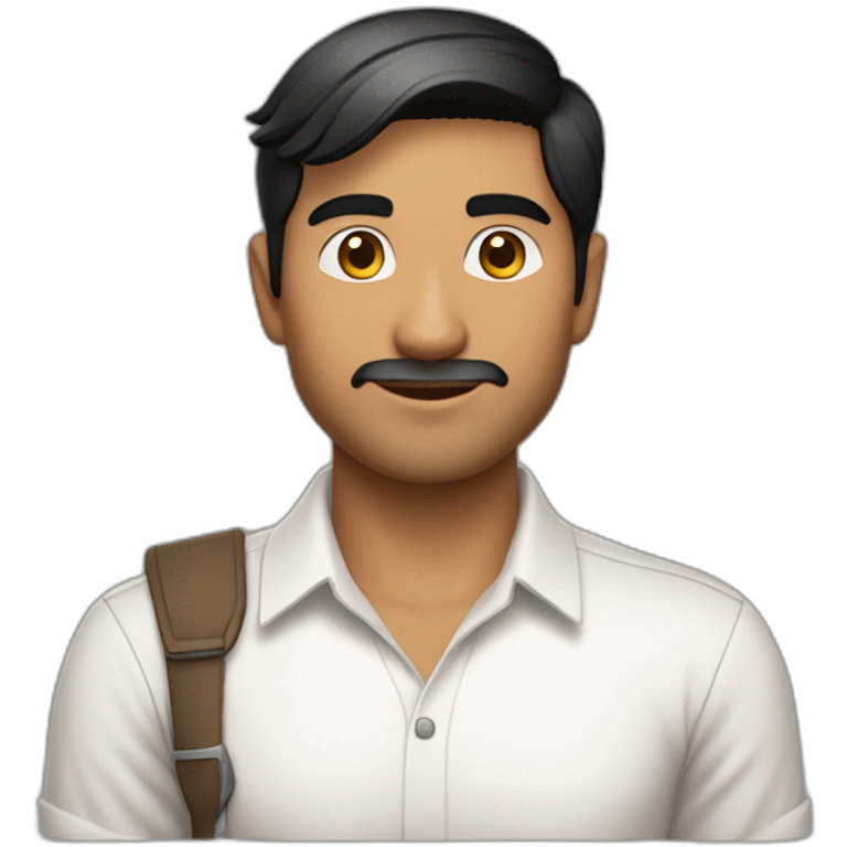 Indian white tan skin man developer in plain white shirt with sleeve up and nice medium length short black hair close up profile image emoji