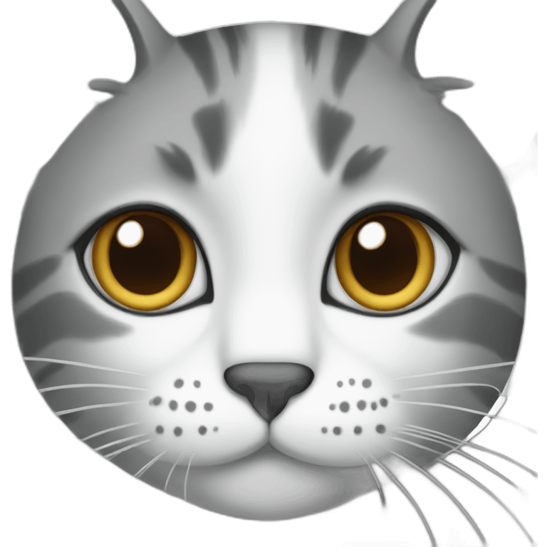 cat grey and white with grey dot on the nose emoji