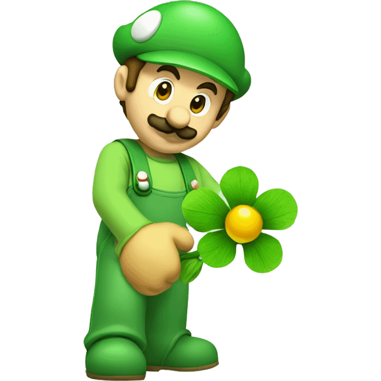 luigi holds a flower emoji