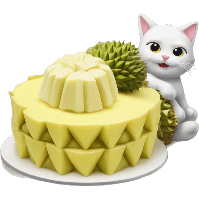 Durian cake with cat emoji