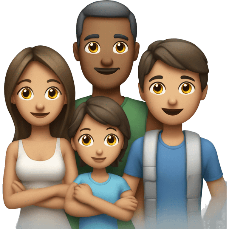 Familia de 5 personas papá y mama, 2 hijas adolescentes y una pequ emoji