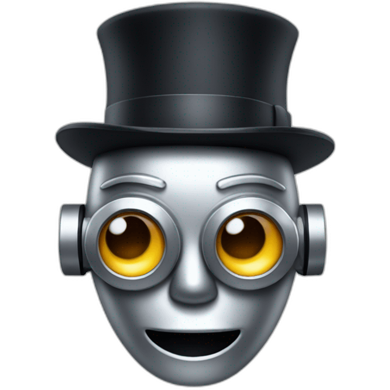 silver robot wearing a  bowler hat emoji