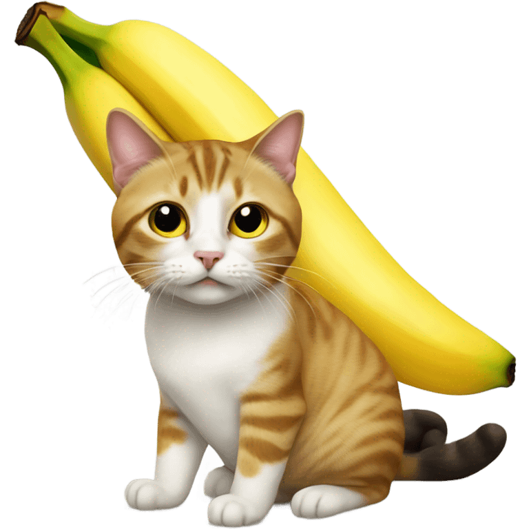 Cat dressed as a banana emoji