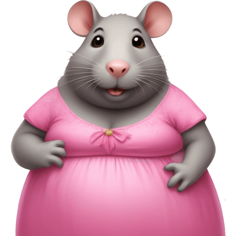 Large obese rat in a pretty pink dress  emoji