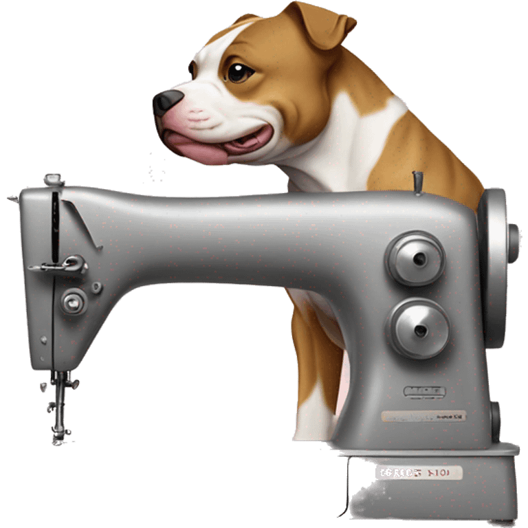 Pit bull at a sewing machine emoji