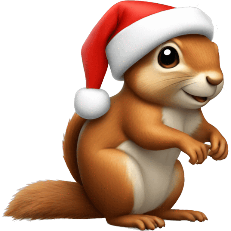 Squirrel wearing a Santa hat emoji