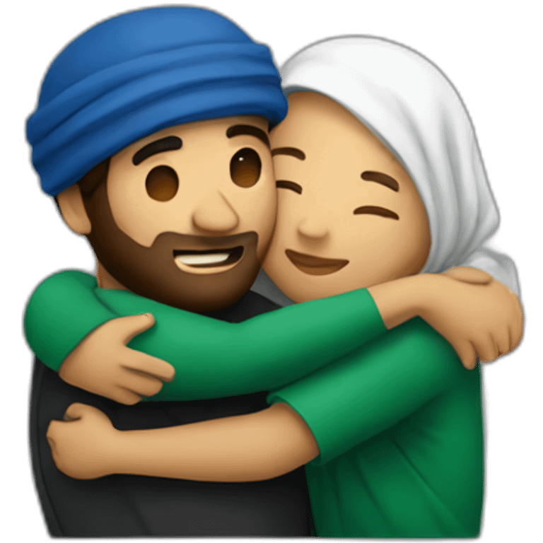 israelian and palestinian hugging emoji