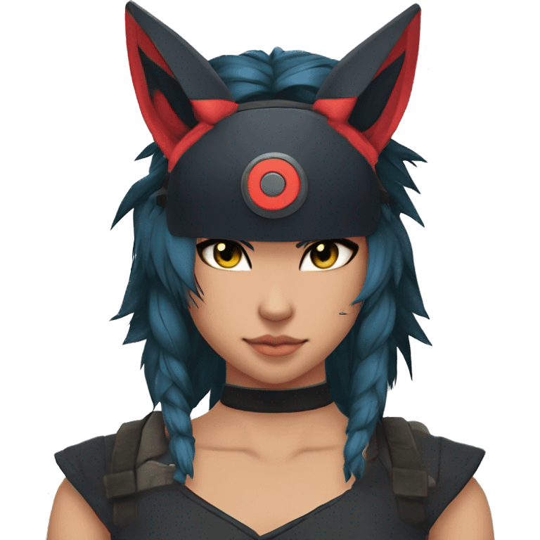 Edgy Cool Anthro Samurai cool pretty dark Litten-Pokémon-cat-fursona-animal techwear Headband emoji