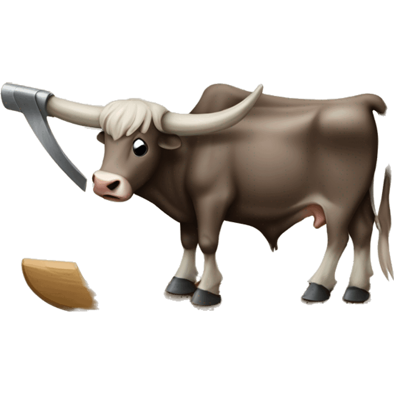 oxen drawing wooden plough emoji