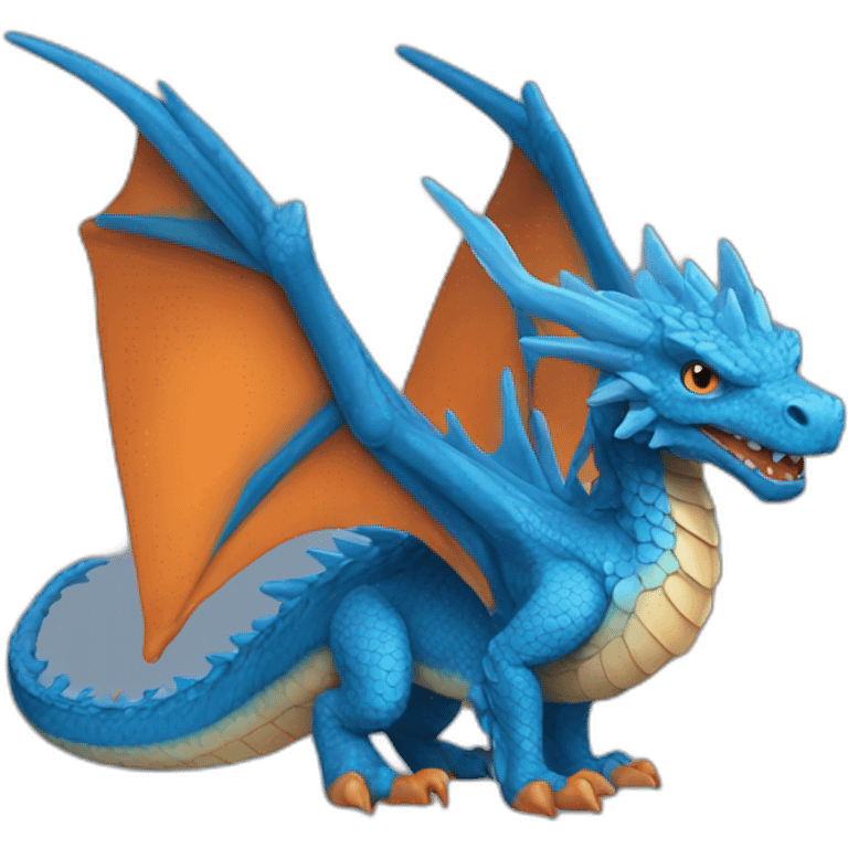 Marine blue dragon with orange wings emoji