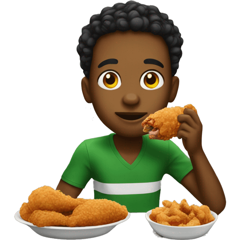 Jamaican boy eating fried chicken emoji