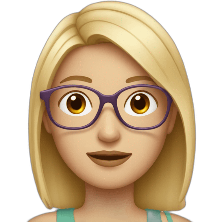 Une fille avec deux mèche blonde et des lunettes emoji