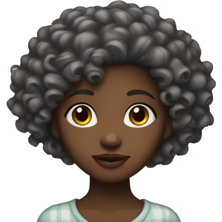 black girl with an oval face and curly hair  and a small piercing on the nose emoji