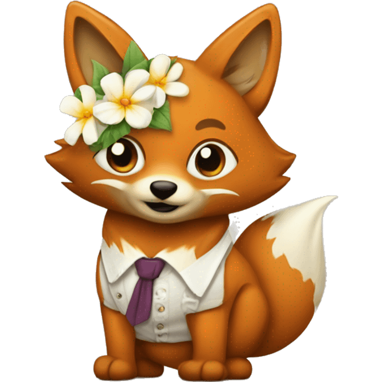 Renard avec une chemise a fleur emoji