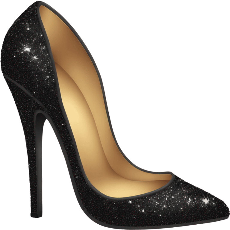 all black sparkly high heel emoji